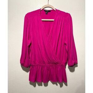 Lauren Ralph Lauren black label t shirt rap ruched waist spring pink women L